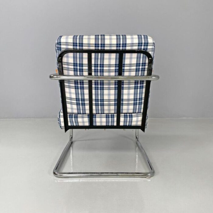 swiss blue tartan and white armchair by werner max moser for embru 2000s 6425