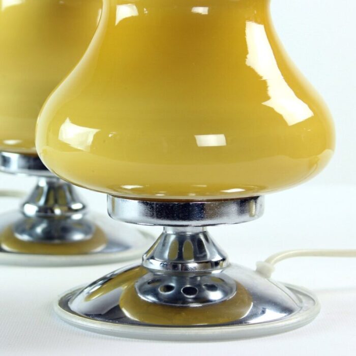 table lamps in cream opaline chrome bulgaria 1960s set of 2 6