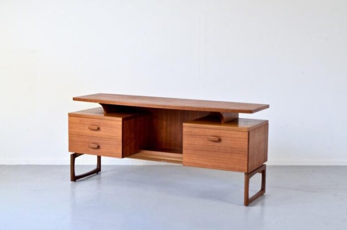 teak desk with floating top from g plan 1960s 4424