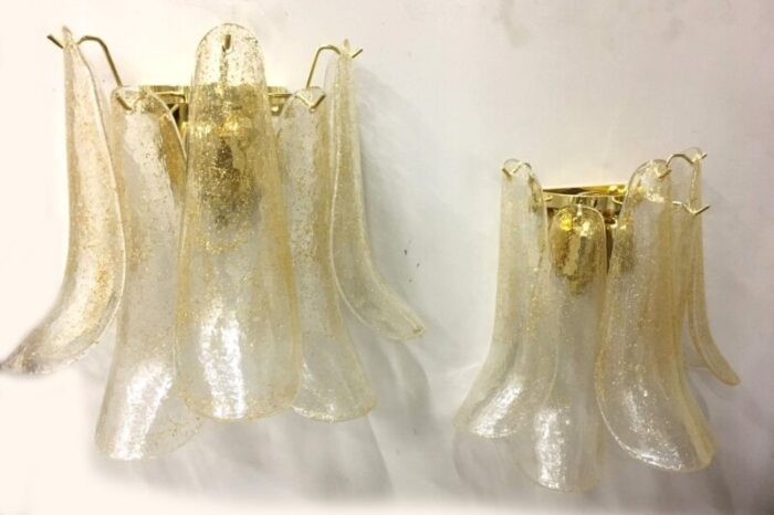 transparent and gold selle murano glass wall sconces from murano glass set of 2 3