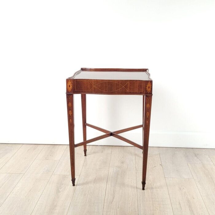 tray top inlaid walnut table circa 1900 2863