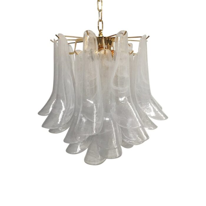 veined white selle alabastro murano glass chandelier from murano glass 1