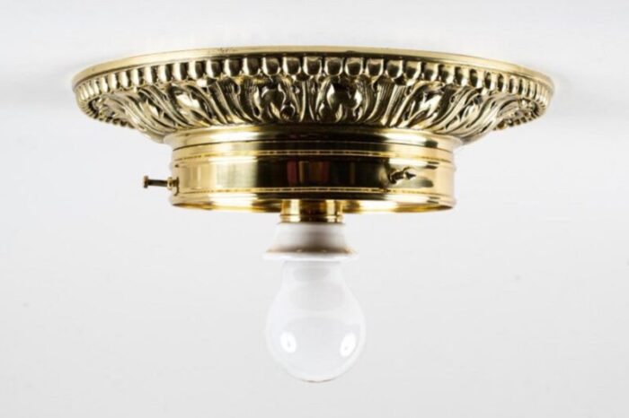 viennese art deco ceiling lamp with original glass shade 1920s 7