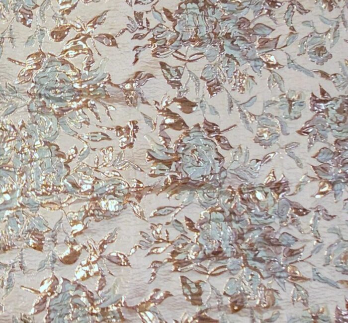 vintage 1960s french chatillon mouly roussel paris floral lame brocade 3 yards 3074