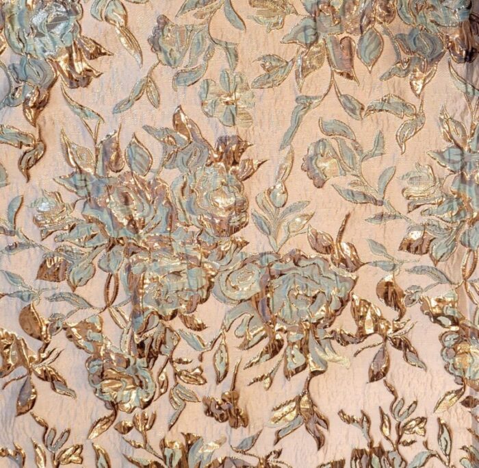 vintage 1960s french chatillon mouly roussel paris floral lame brocade 3 yards 4169