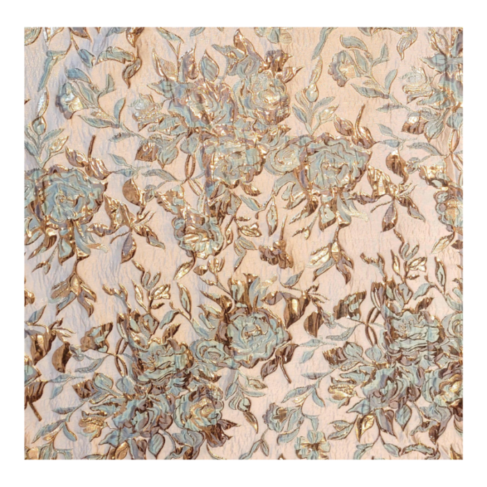 vintage 1960s french chatillon mouly roussel paris floral lame brocade 3 yards 9172