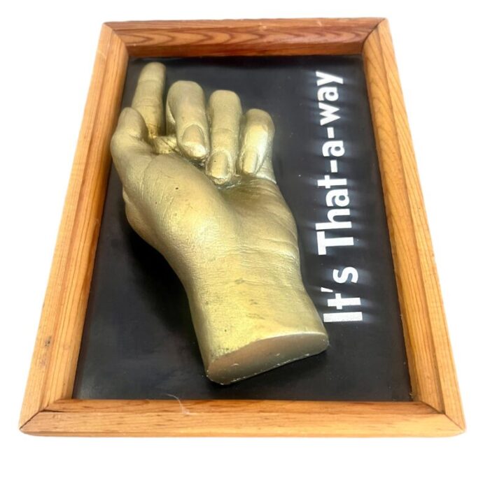 vintage 1962 framed plaster gold cast hand wall art its that a way 6175