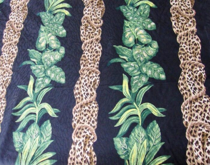 vintage 1995 anju woodridge jungle vine leopard print upholstery fabric 3 yards 4340