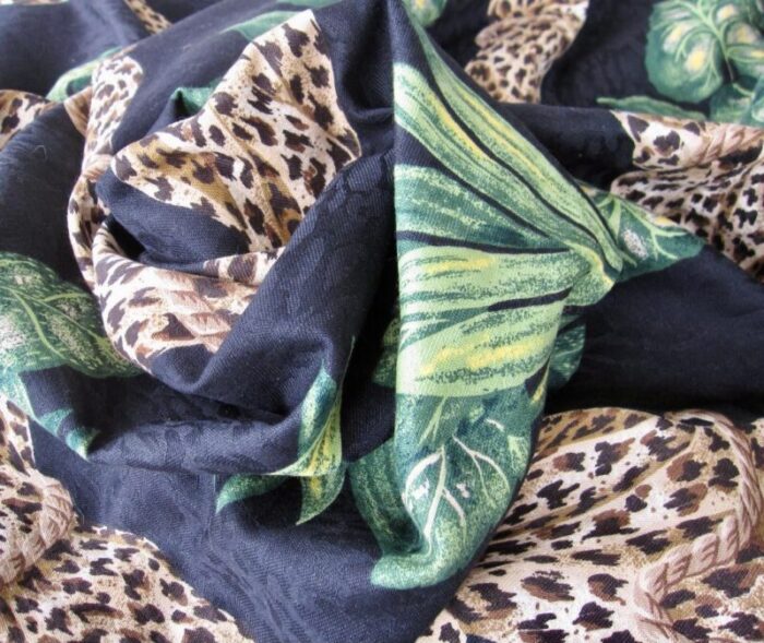 vintage 1995 anju woodridge jungle vine leopard print upholstery fabric 3 yards 7894