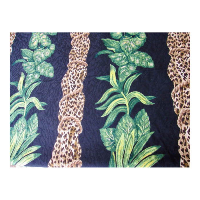 vintage 1995 anju woodridge jungle vine leopard print upholstery fabric 3 yards 9140