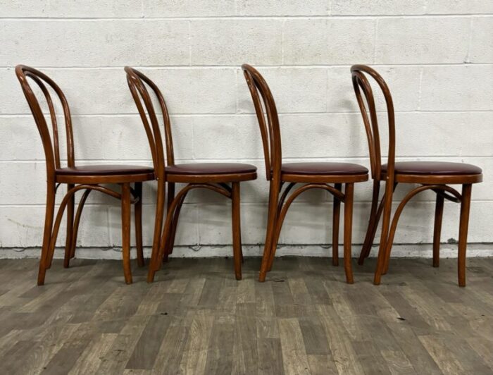 vintage bentwood and vinyl parlor or dining chairs set of 4 0967