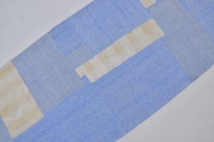 vintage blue handwoven rug 1960 8911