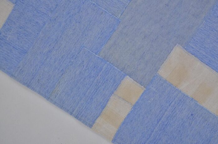 vintage blue handwoven rug 1960 9942