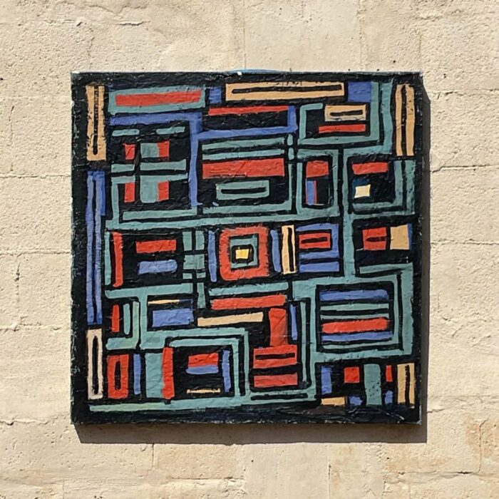 vintage boho geometric abstract oil on canvas 0266