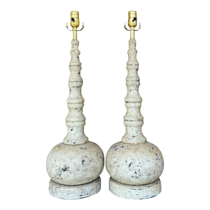 vintage boho patinated long neck lamps a pair 9583