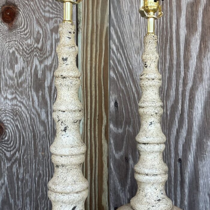 vintage boho patinated long neck lamps a pair 9718