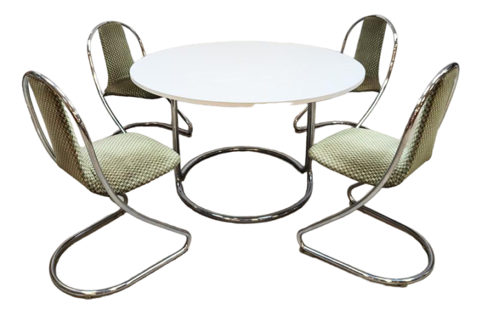 vintage chrome dining set with table and chairs set of 5 4954