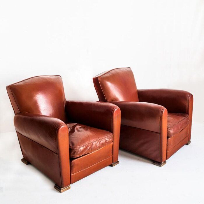 vintage club chairs in wood and skay 1950s set of 2 5098 scaled