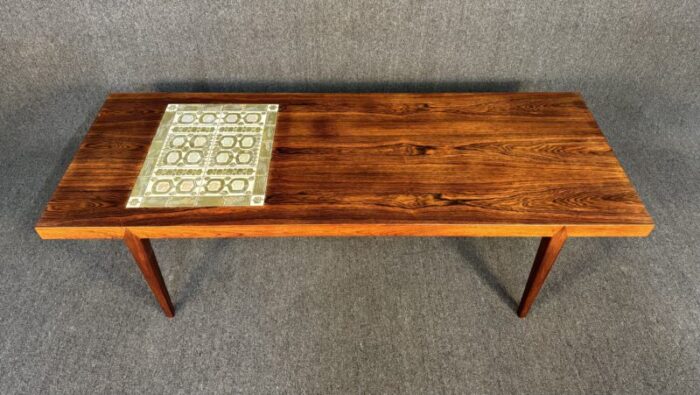 vintage danish mid century modern rosewood coffee table and tiles by severin hansen 3678