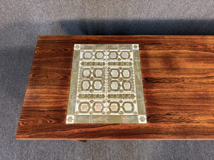 vintage danish mid century modern rosewood coffee table and tiles by severin hansen 5431