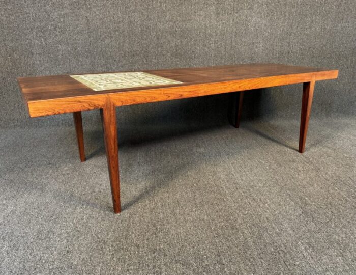 vintage danish mid century modern rosewood coffee table and tiles by severin hansen 6197