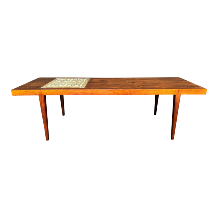 vintage danish mid century modern rosewood coffee table and tiles by severin hansen 8983