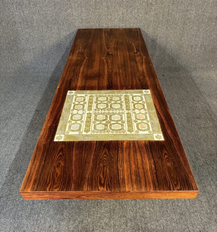 vintage danish mid century modern rosewood coffee table and tiles by severin hansen 9218