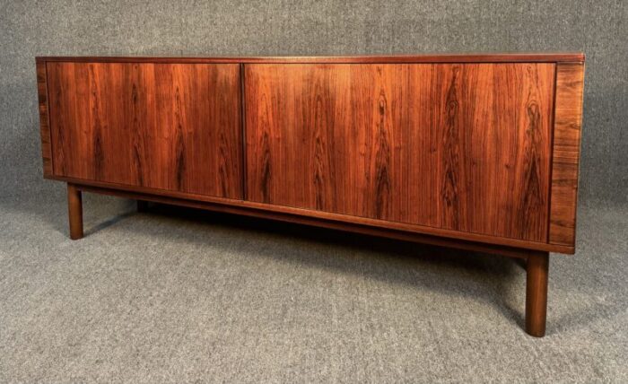 vintage danish mid century modern rosewood tambour door credenza by hornslet mobelfabrik 1101