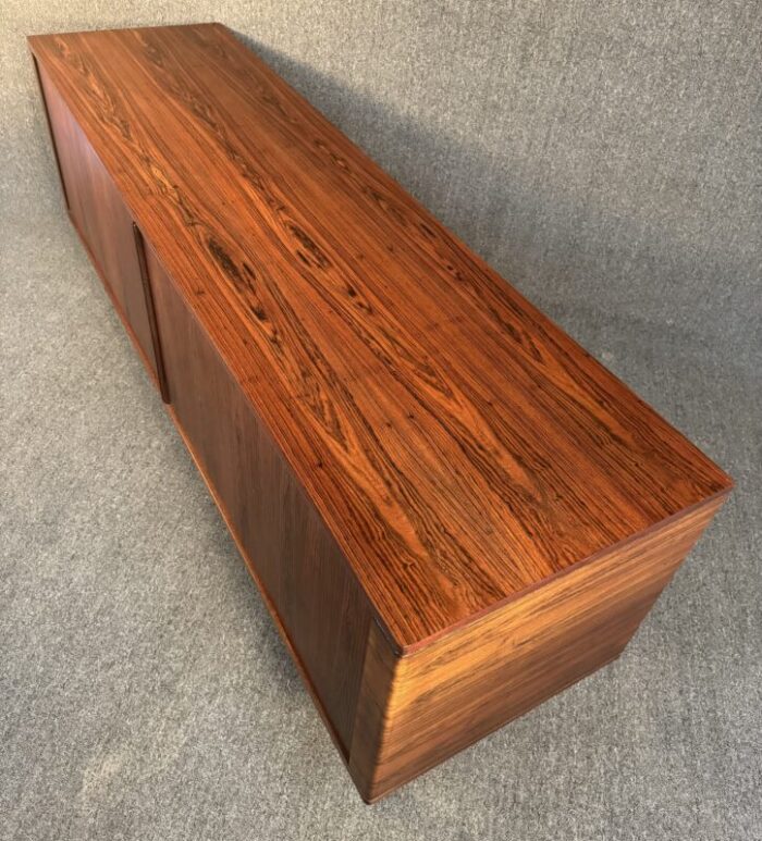 vintage danish mid century modern rosewood tambour door credenza by hornslet mobelfabrik 3330