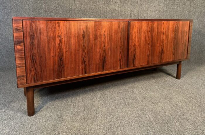 vintage danish mid century modern rosewood tambour door credenza by hornslet mobelfabrik 5972