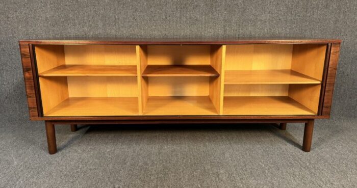 vintage danish mid century modern rosewood tambour door credenza by hornslet mobelfabrik 7860