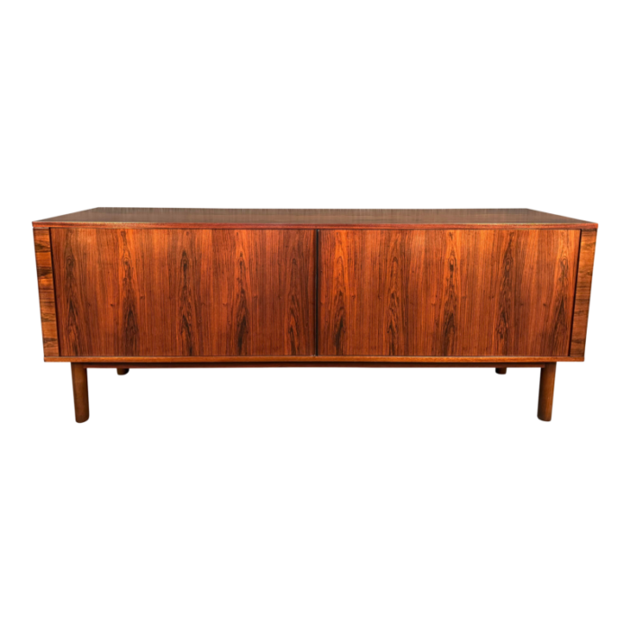 vintage danish mid century modern rosewood tambour door credenza by hornslet mobelfabrik 9773