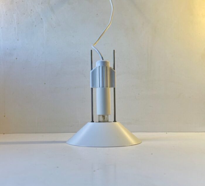 vintage danish minimalist pendant lamp in white from lyfa 1970s 1