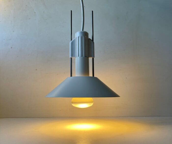 vintage danish minimalist pendant lamp in white from lyfa 1970s 2