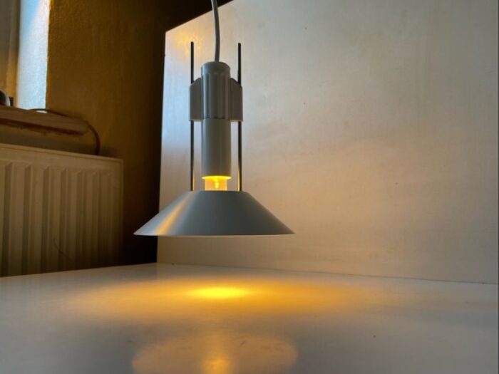 vintage danish minimalist pendant lamp in white from lyfa 1970s 3