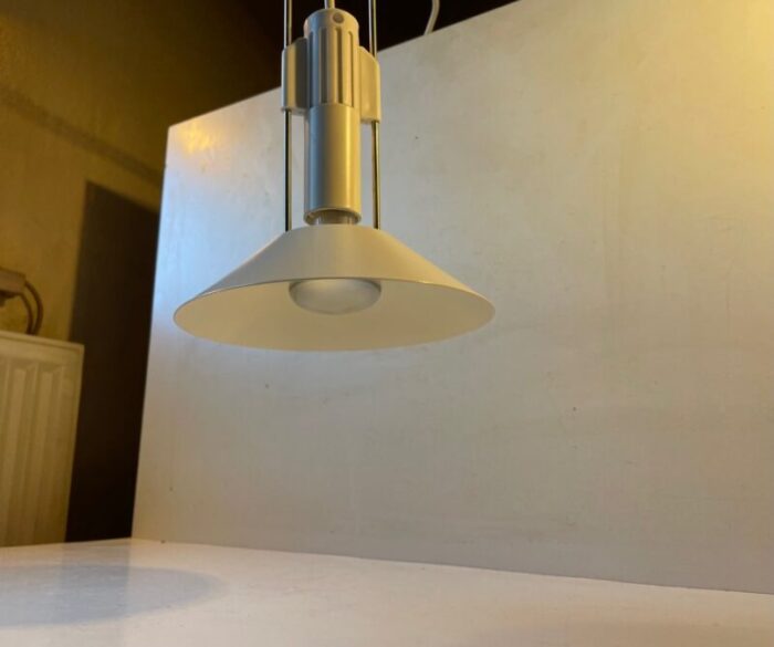 vintage danish minimalist pendant lamp in white from lyfa 1970s 4