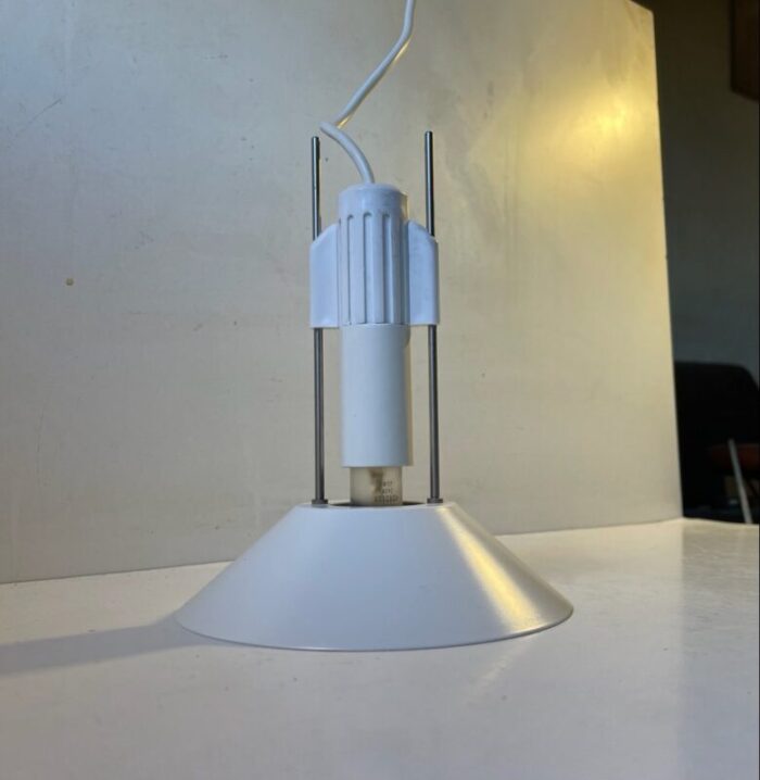 vintage danish minimalist pendant lamp in white from lyfa 1970s 5