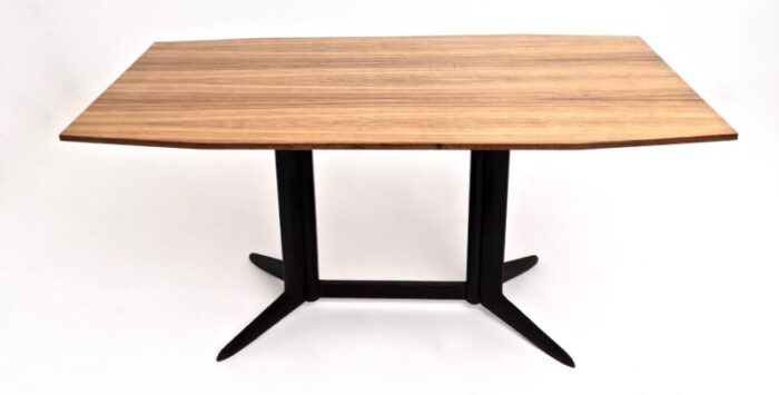 vintage dining table with zebra wood top and ebonized wood frame italy 1960s 2289