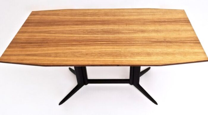 vintage dining table with zebra wood top and ebonized wood frame italy 1960s 3454