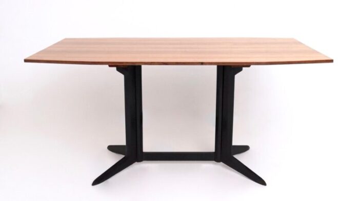 vintage dining table with zebra wood top and ebonized wood frame italy 1960s 7700