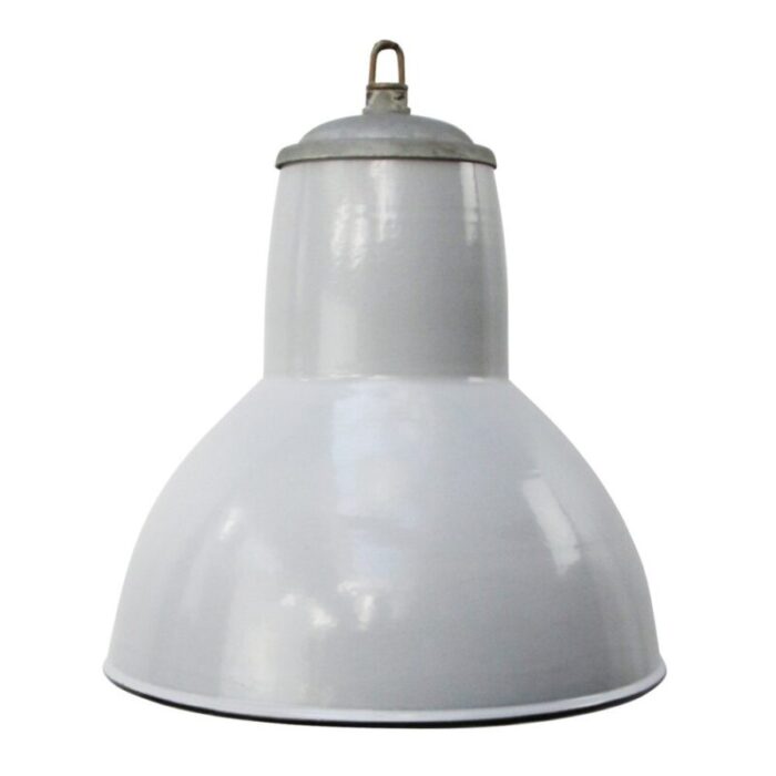 vintage dutch industrial pendant light in gray enamel from philips 1