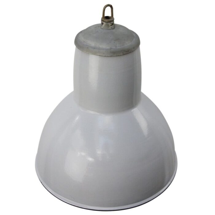 vintage dutch industrial pendant light in gray enamel from philips 2