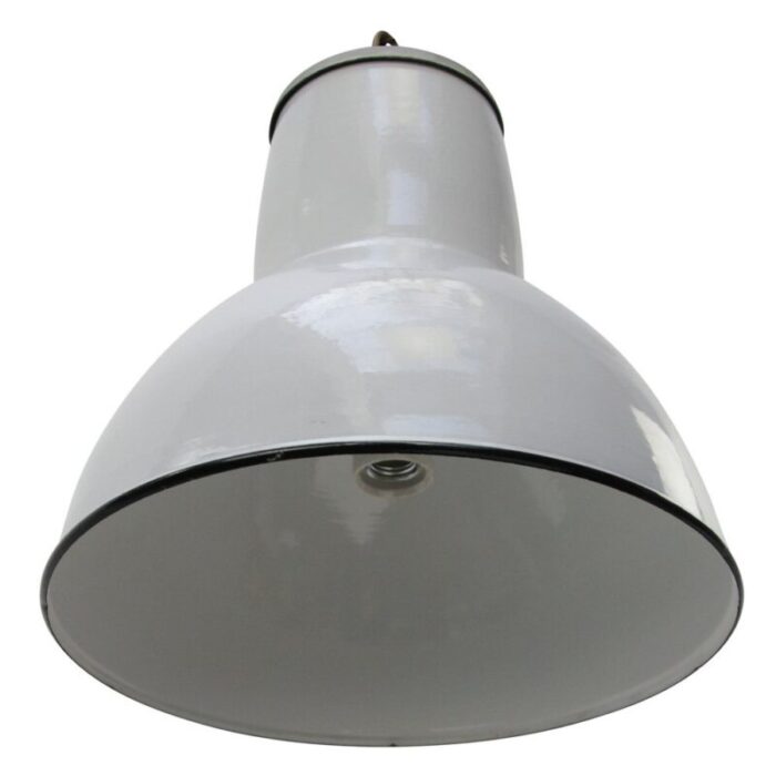 vintage dutch industrial pendant light in gray enamel from philips 3