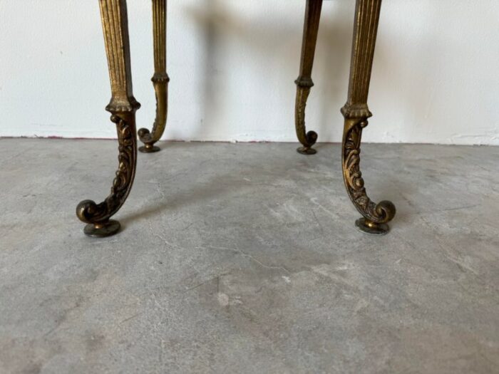 vintage french hollywood regency brass and marble 2 tier shelf or plant stand 3062