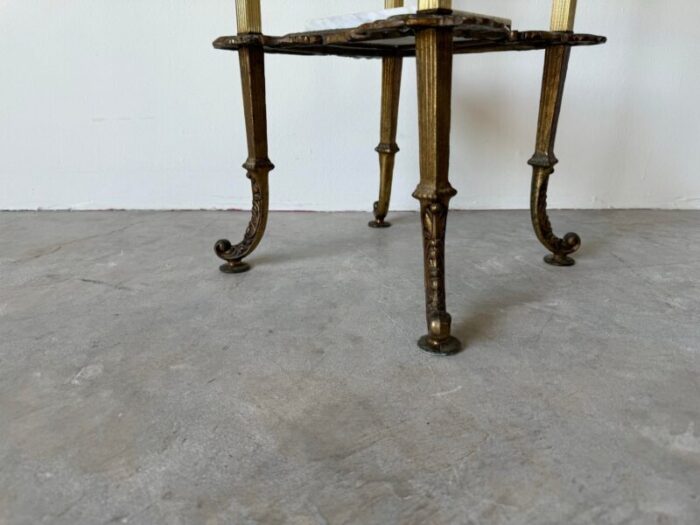 vintage french hollywood regency brass and marble 2 tier shelf or plant stand 4949