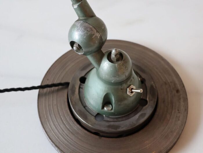 vintage french industrial jielde table lamp in green patina from jielde 1950s 3543