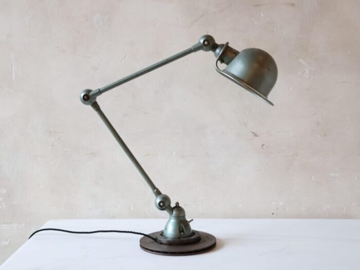 vintage french industrial jielde table lamp in green patina from jielde 1950s 4685