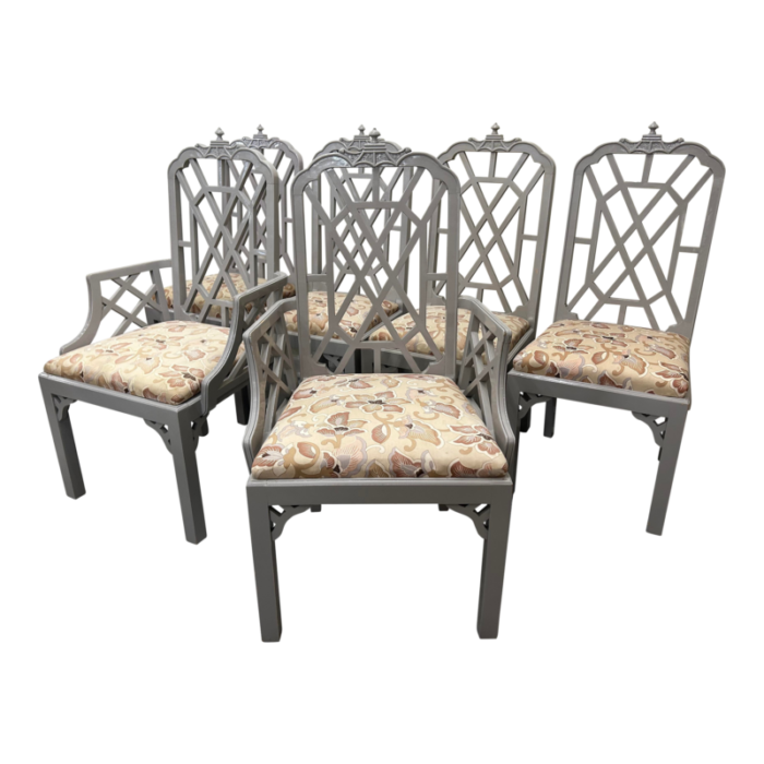 vintage fretwork pagoda chairs by century set of 6 2182