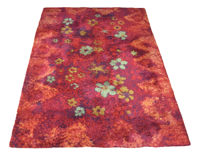 vintage german floral rug 1970s 9955