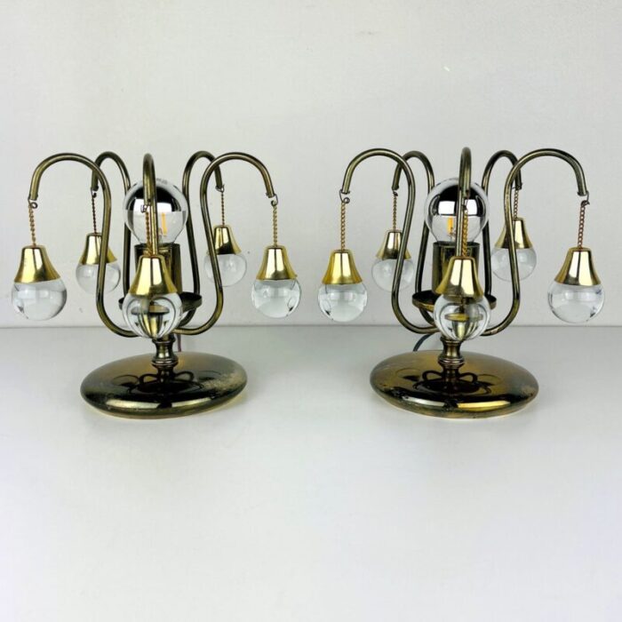 vintage glass ball table lamps italy 1960s set of 2 1